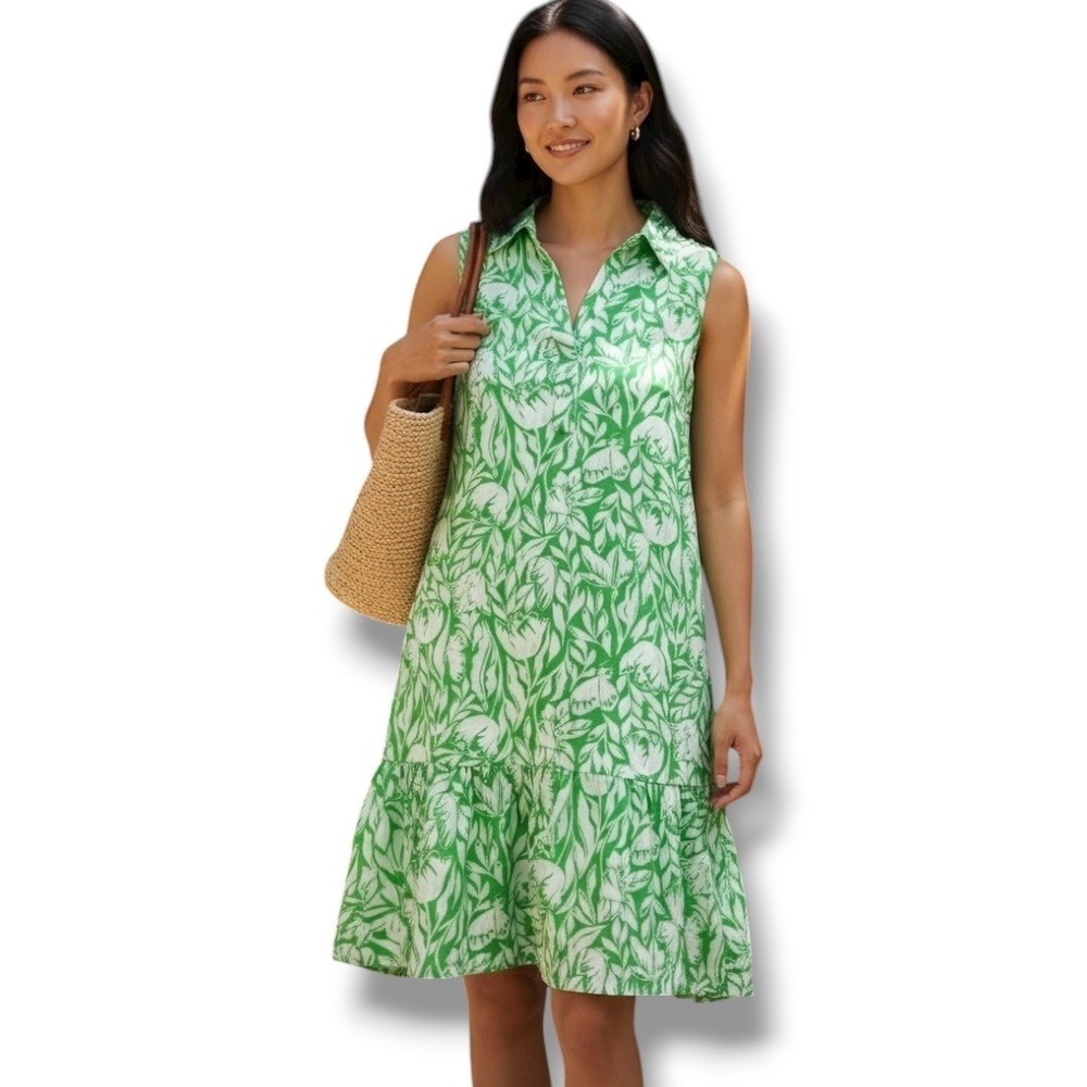 Lilly Pulitzer VGUC Small Green and White Sleeveless Floral Riegan Dress